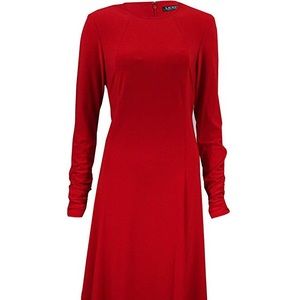 strapless open back dress Ralph Lauren Dark Red Silk V Neck Sleeveless Long Dress